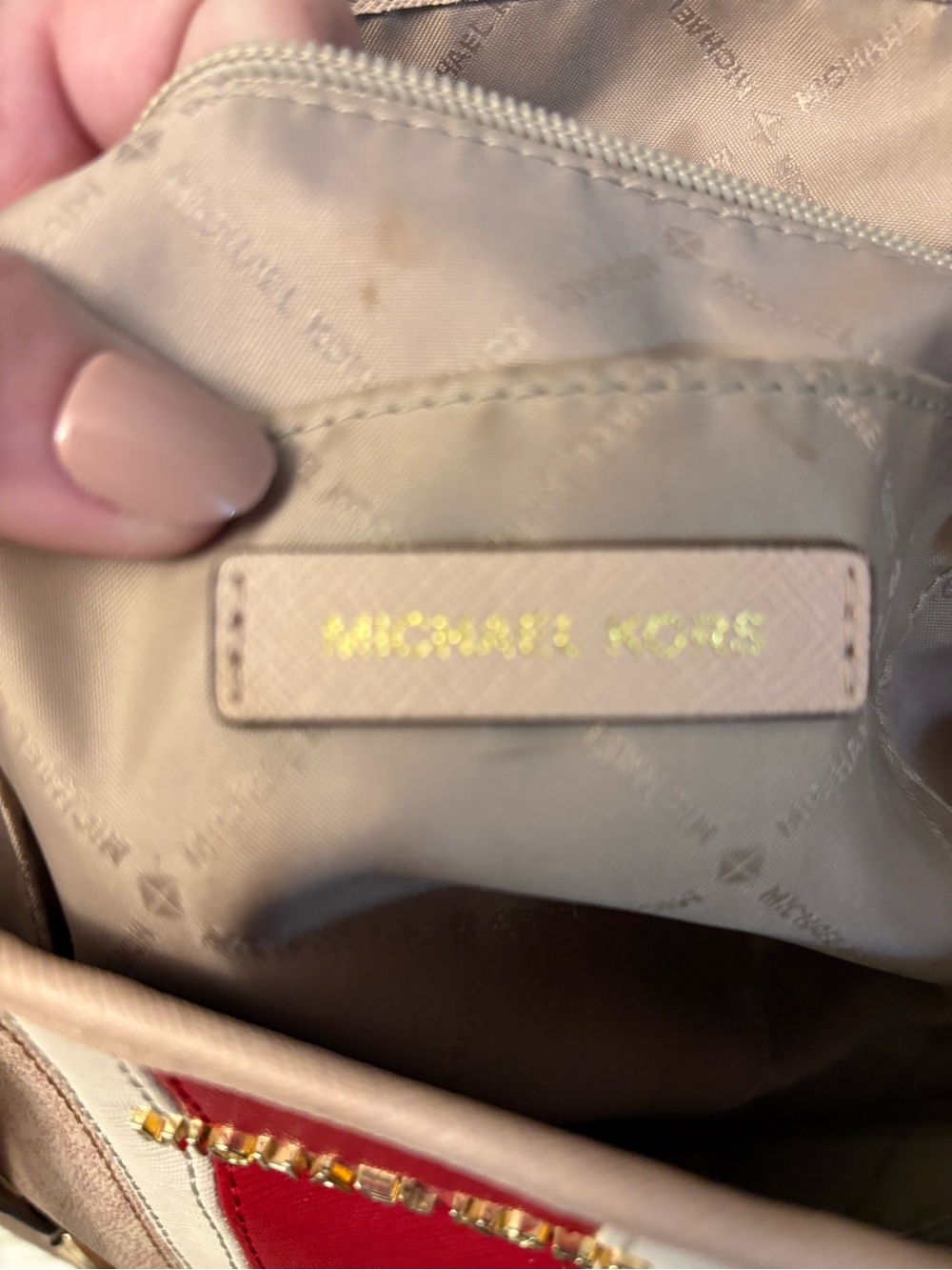 Michael Kors Pink Tote with Red & Cream Center Stripe - Picture 10 of 10